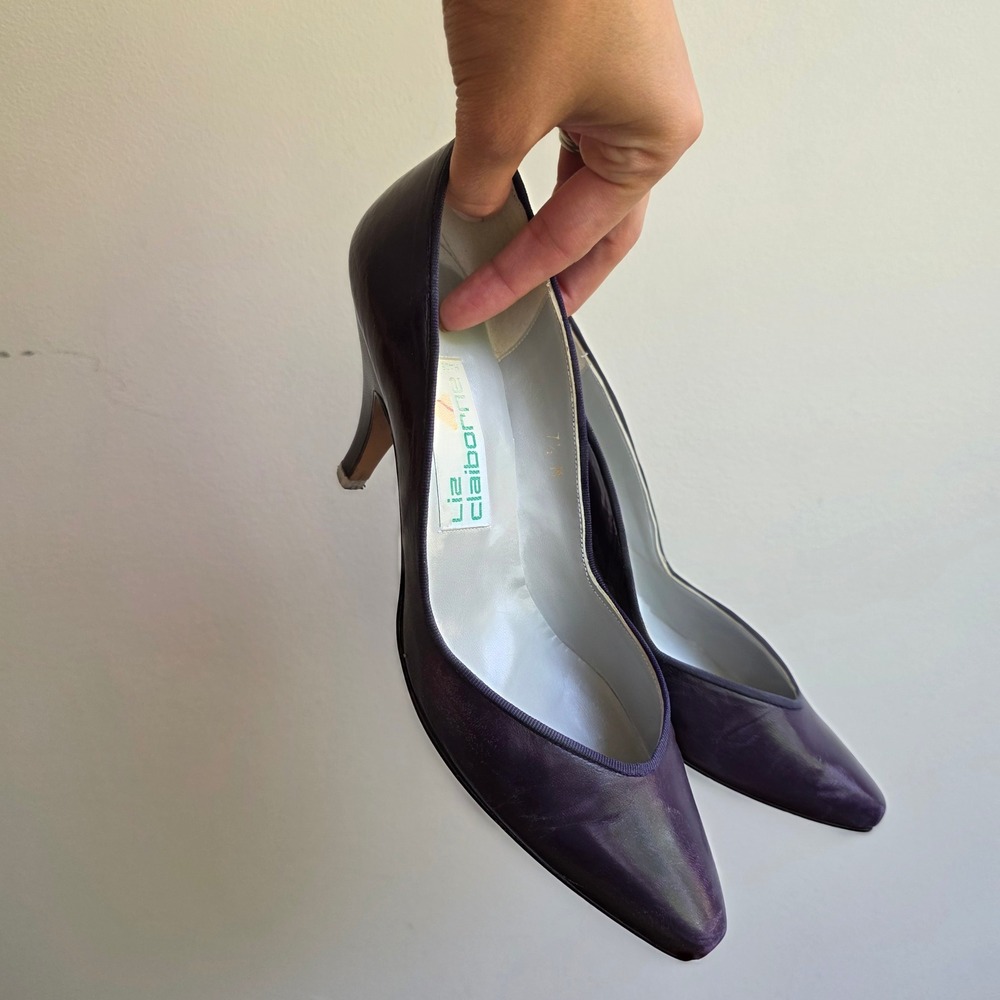 Liz Claiborne Vintage Rapallo Purple Kid Leather Pumps Heels Violetta 7.5M